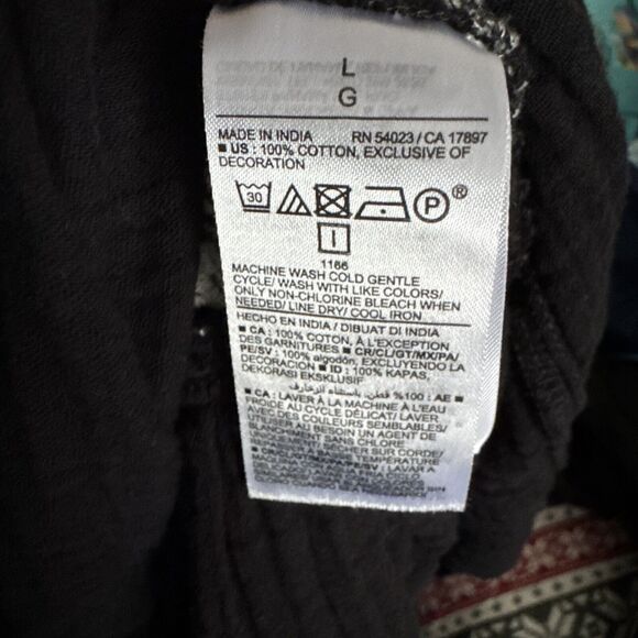 Old Navy Womens Boho Black Maxi Peasant Dress Sz L Dark Cottagecore Prairie - Picture 16 of 16